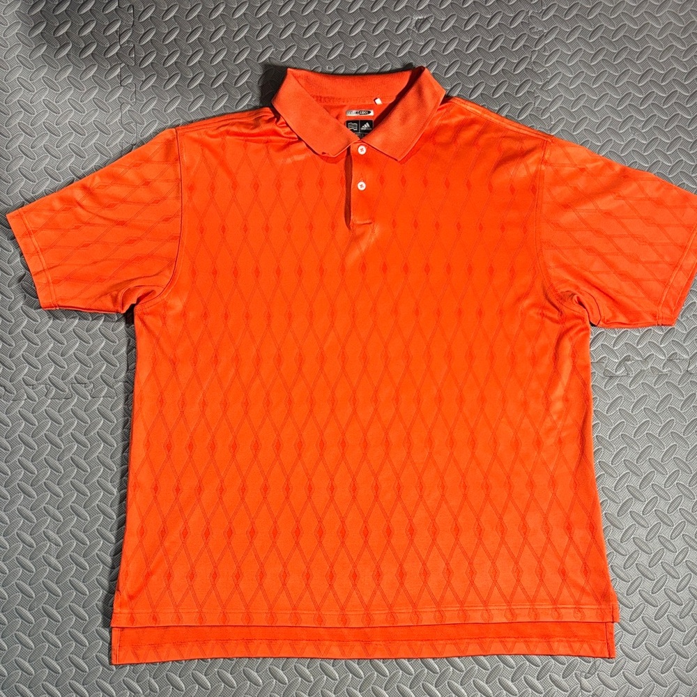adidas Men’s Orange Diamond-Pattern Polo Shirt